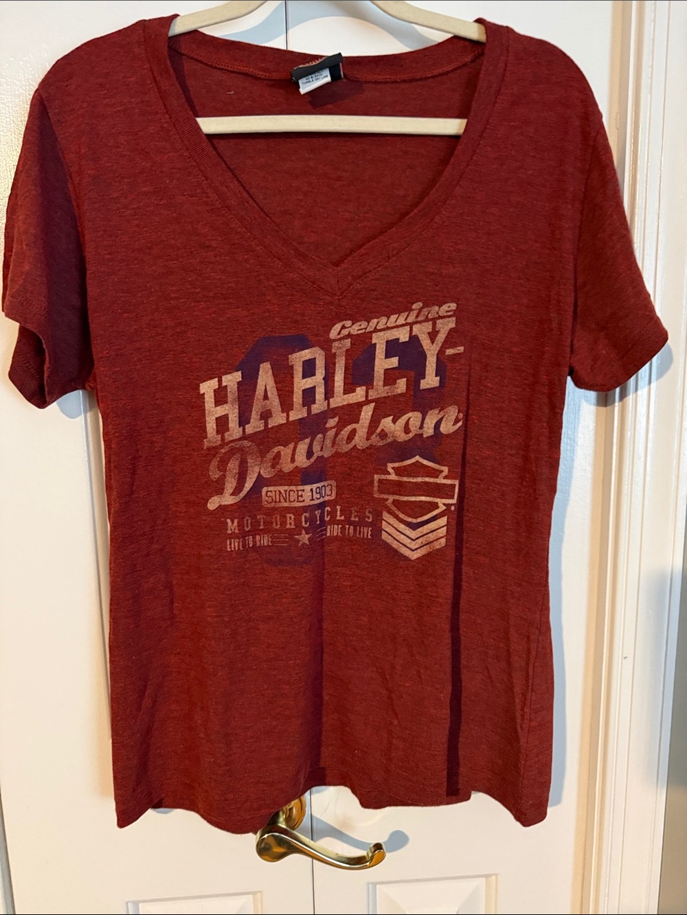 Harley-Davidson Women's Maroon V-Neck Graphic Tee